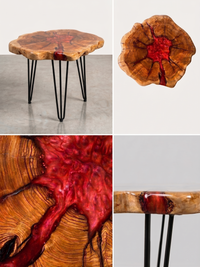 Wood Red Resin Coffee Table