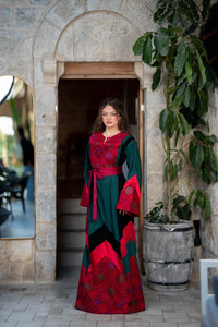 Red & Green Tatreez Thobe