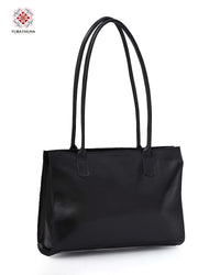 Premium Black Leather Bag with Palestinian Embroidery