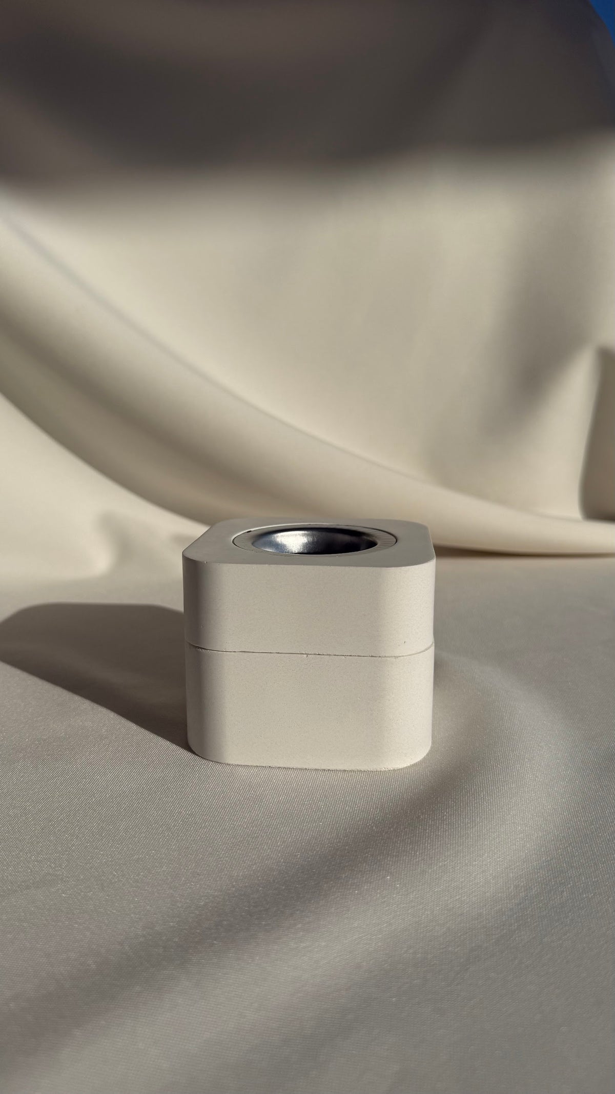 Square Incense Burner with rounded edges - white concrete