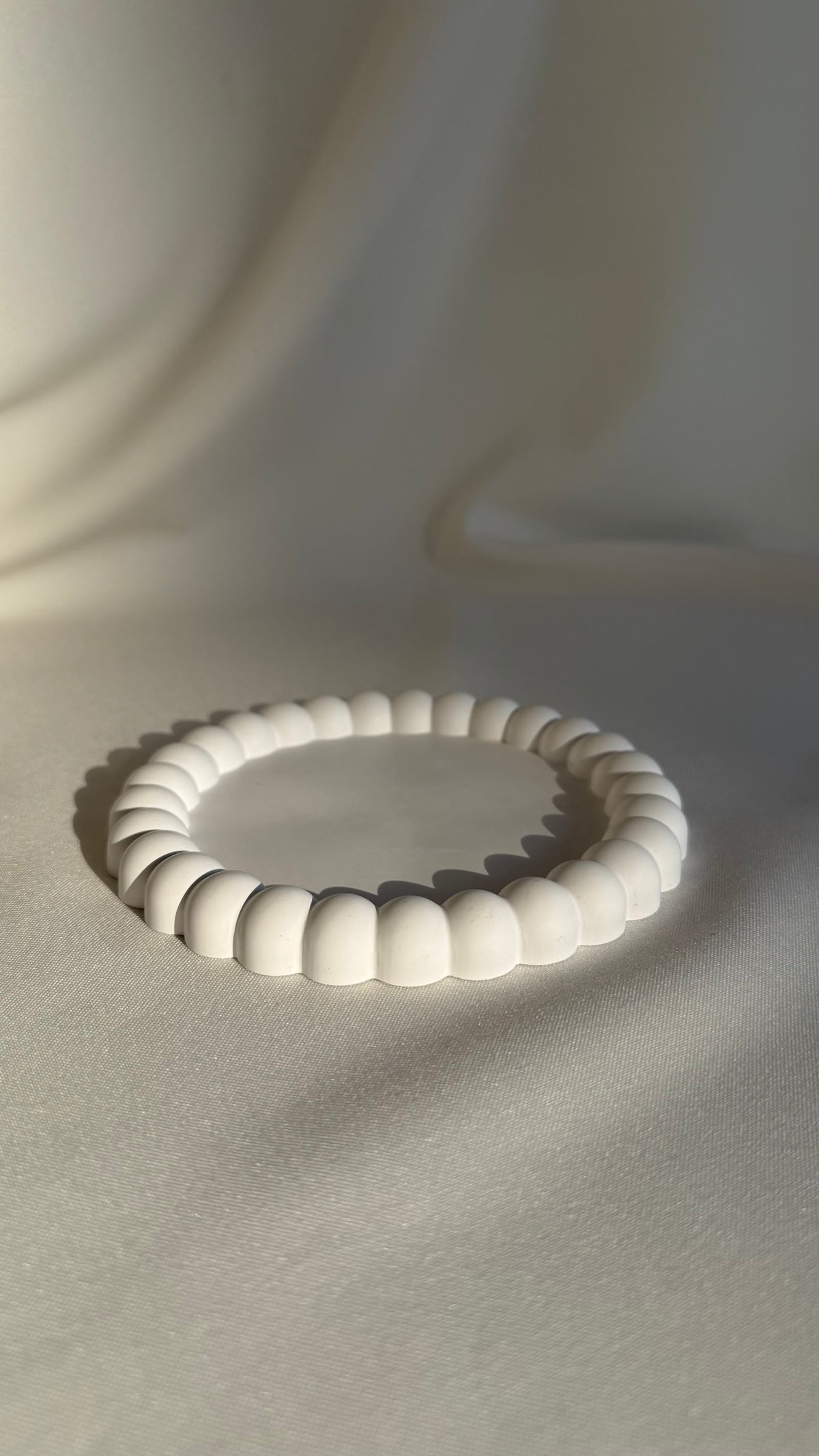 Round Dish with Bubbles - plain white concrete