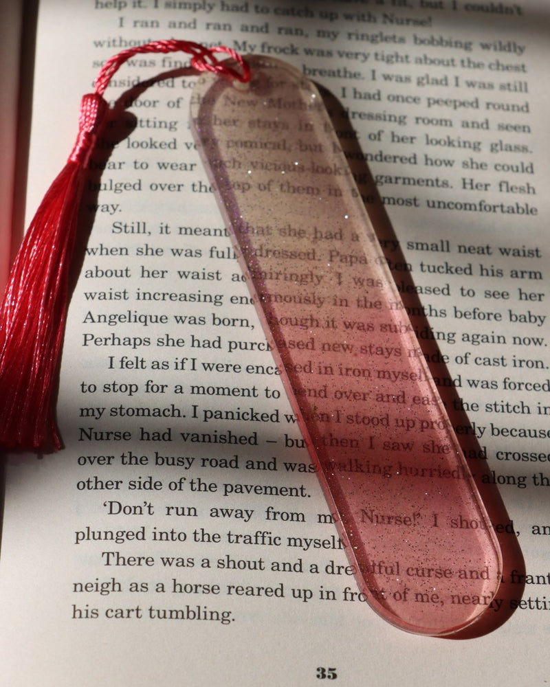 Resin Bookmark - Light Pink & Silver