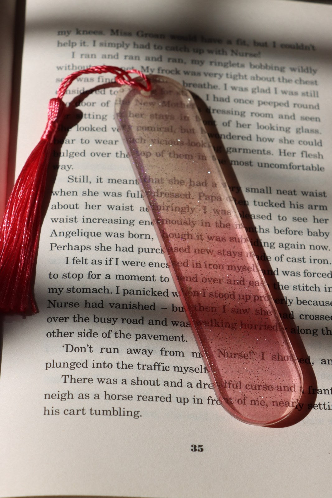Resin Bookmark - Light Pink & Silver