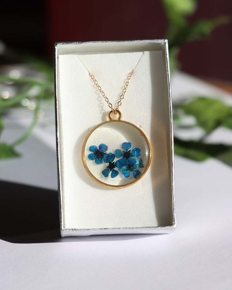 Resin Necklace - Indigo Rose