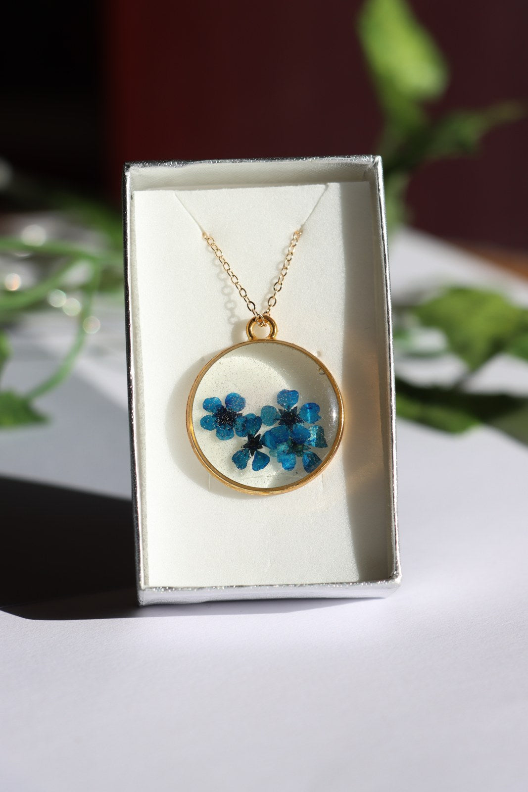 Resin Necklace - Indigo Rose