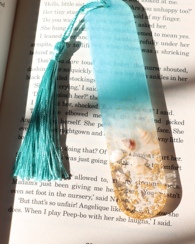 Resin Bookmark - Sea Whisper (Shells & Gold)