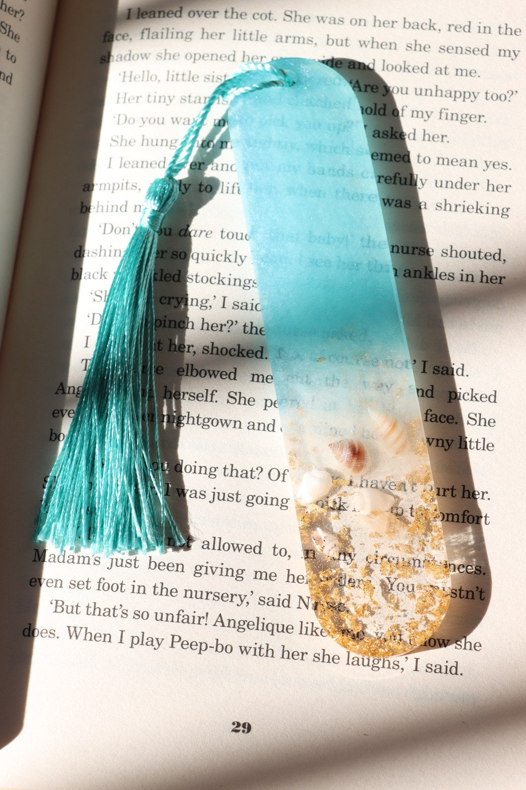 Resin Bookmark - Sea Whisper (Shells & Gold)