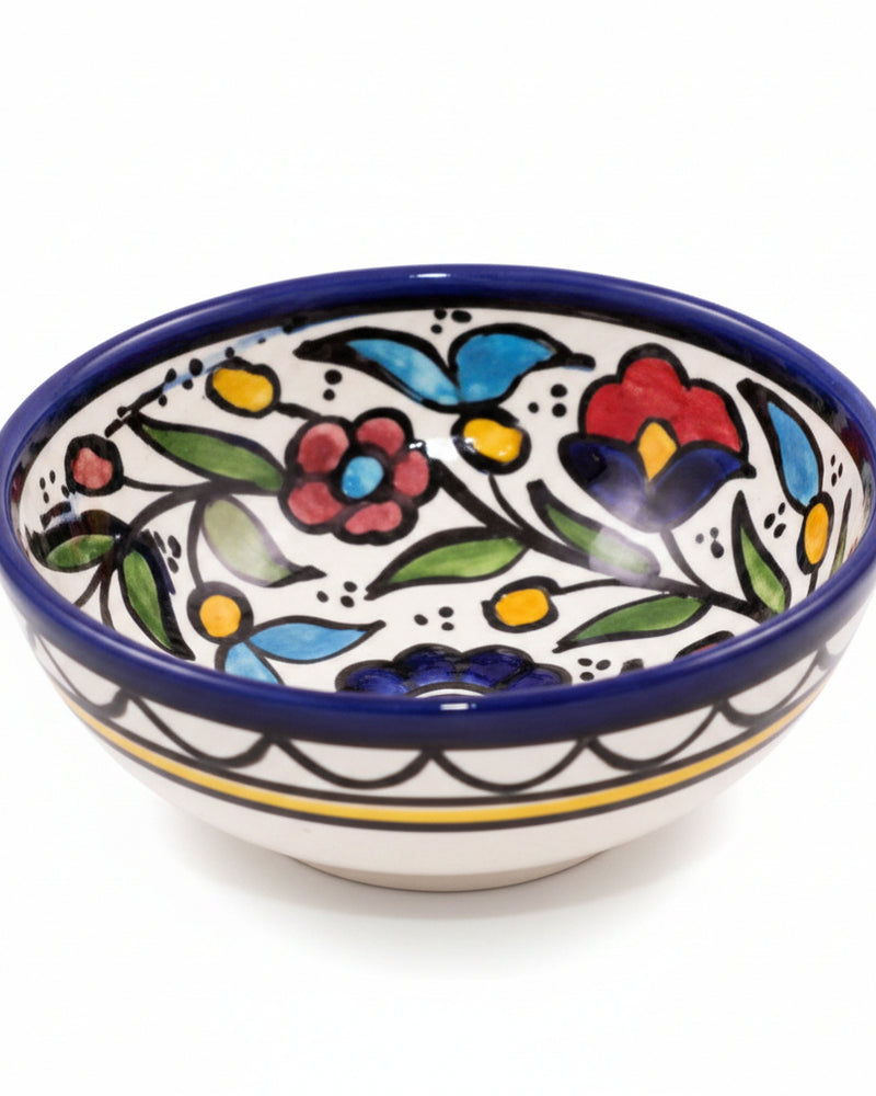 Multicolour Floral Hand-Painted Hebron Ceramic Bowl