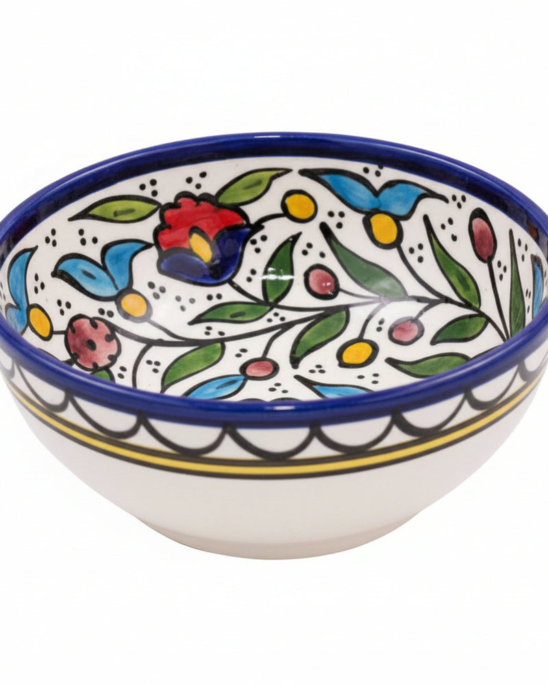 Multicolour Tulip Floral Hand-Painted Hebron Ceramic Bowl
