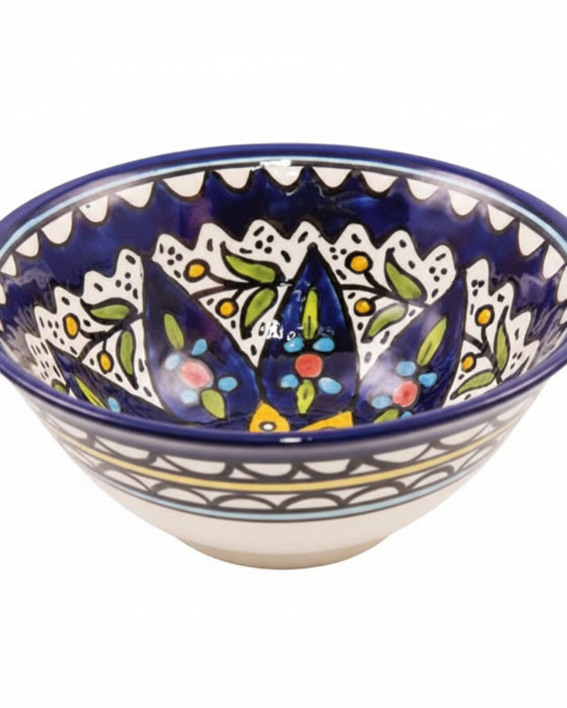 Cobalt Blue Star Medallion Hand-Painted Hebron Ceramic Bowl