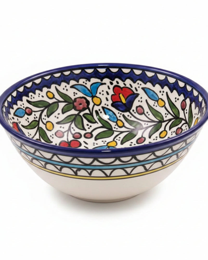 Multicolour Floral Spray Hand-Painted Hebron Ceramic Bowl