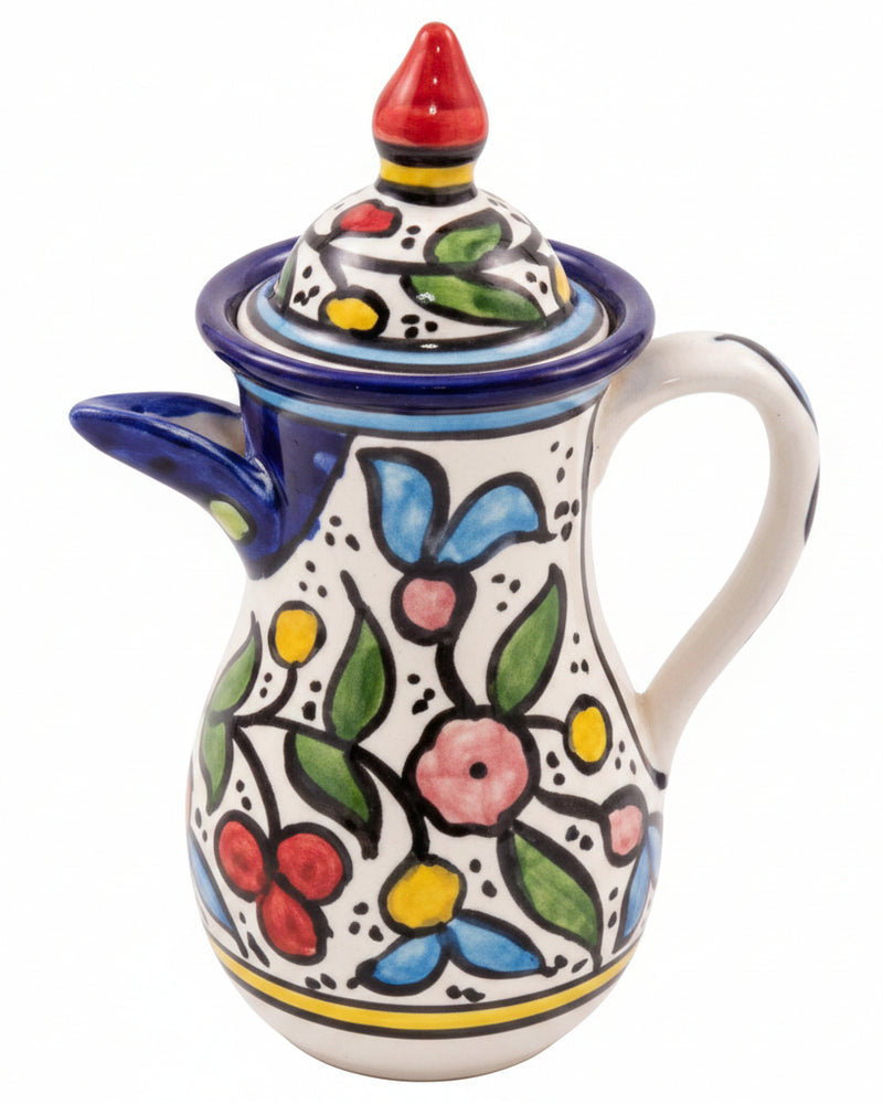 Multicolour Floral Hand-Painted Hebron Ceramic Coffee Pot