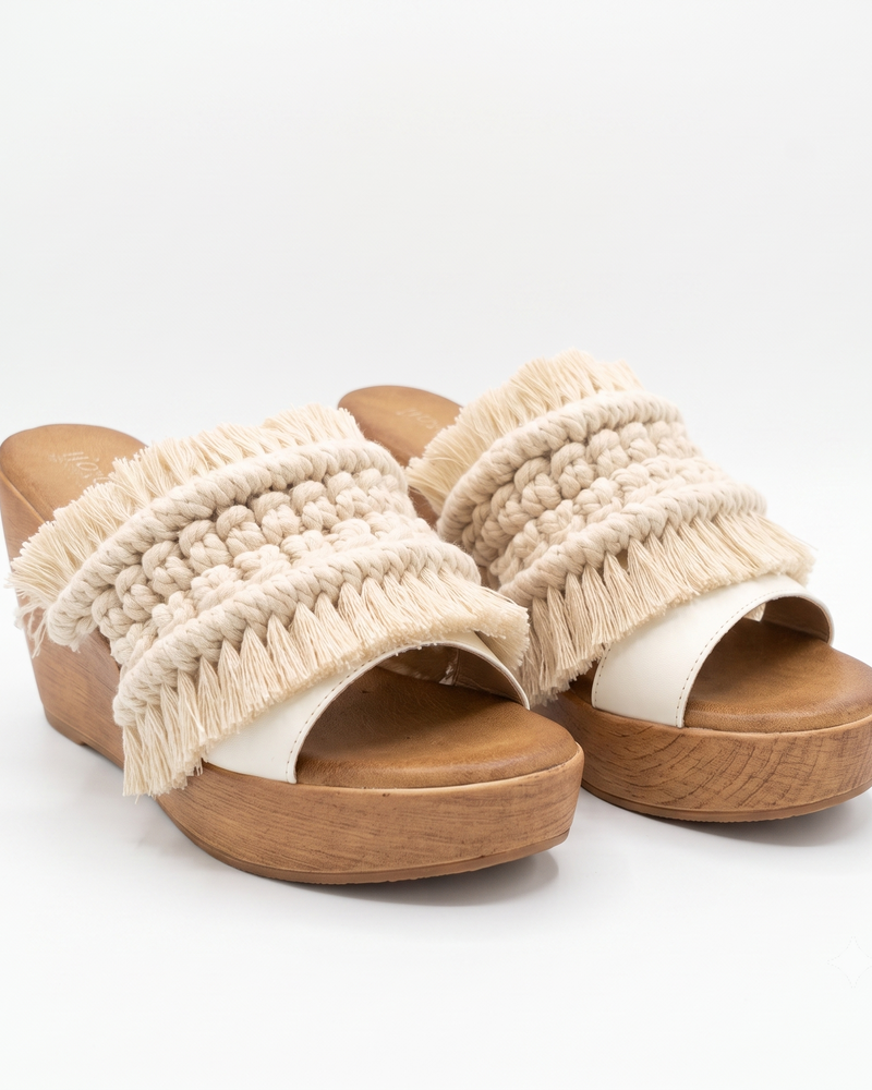 Medical Creme Macrame Sandals