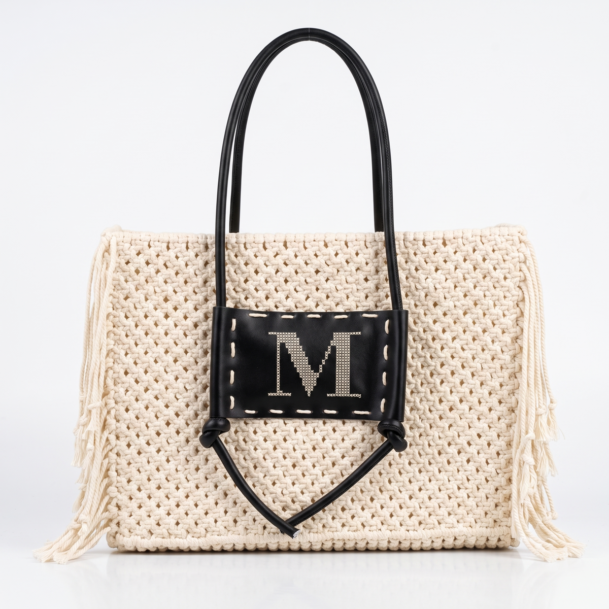Cream Macramé "M" Tote Bag