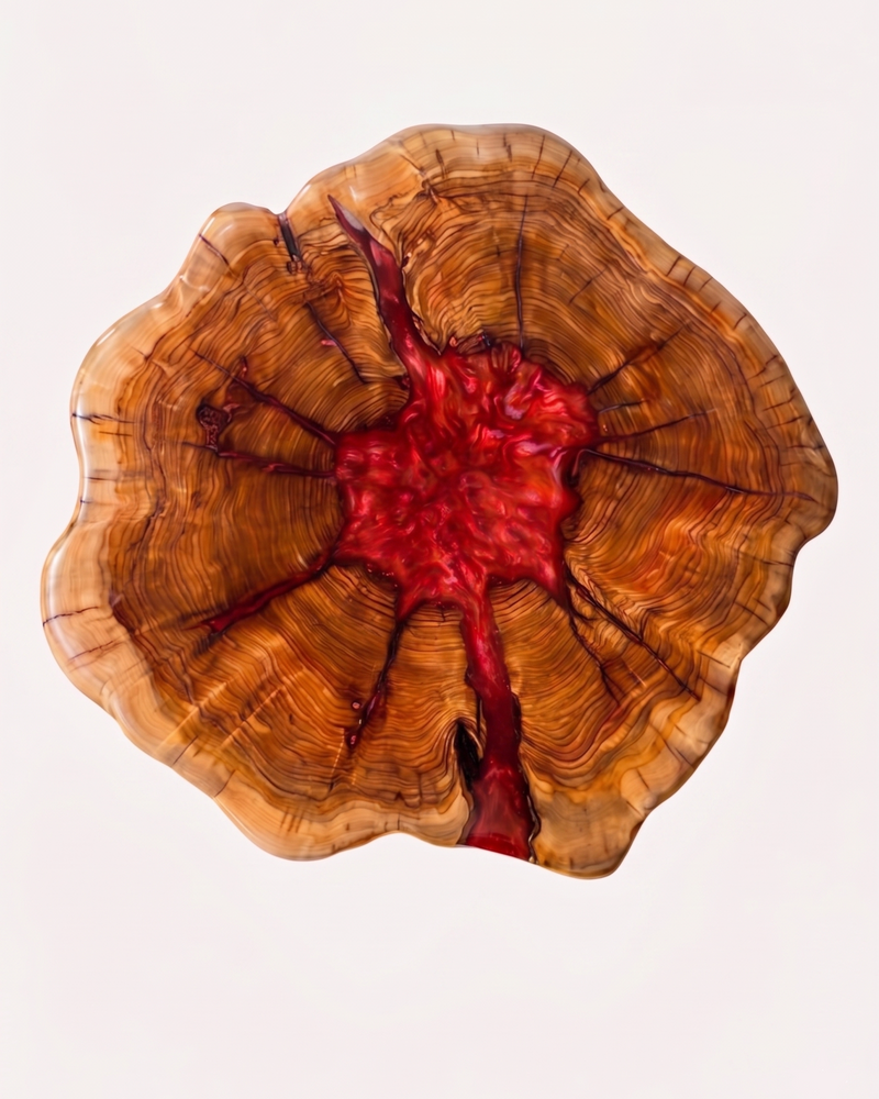 Wood Red Resin Coffee Table