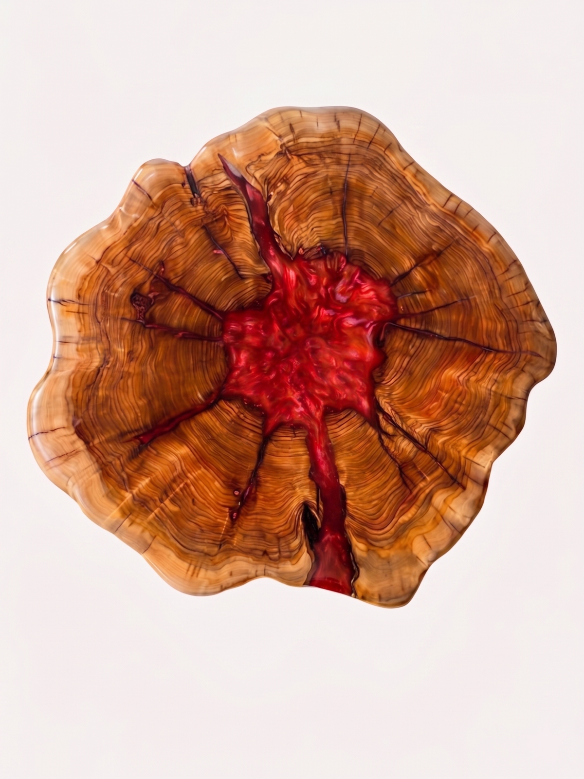Wood Red Resin Coffee Table