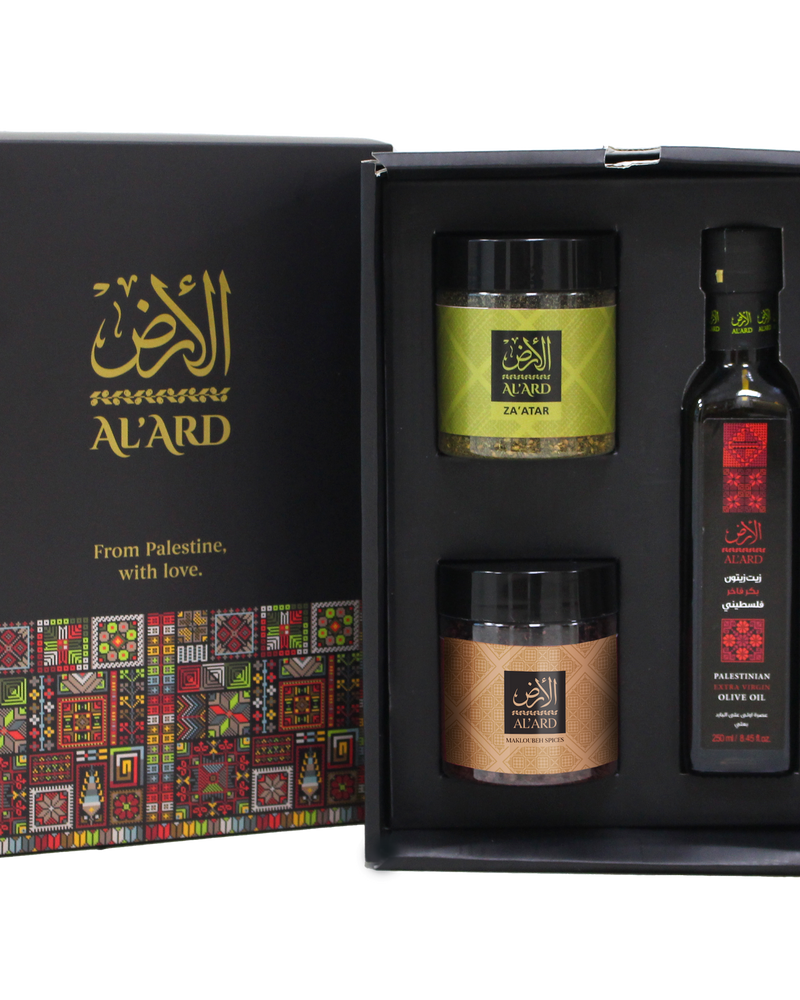 Al'Ard Gift - Extra Virgin Olive Oil - 250ml + Premium Za'atar 150g + Dukkah Blend 150g