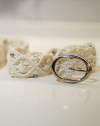 Macramé Belt with Buckle (White)