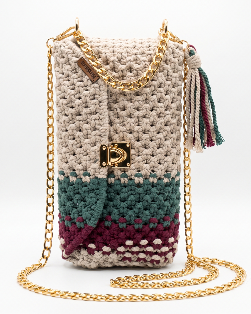 Multicolour Striped Macramé Crossbody