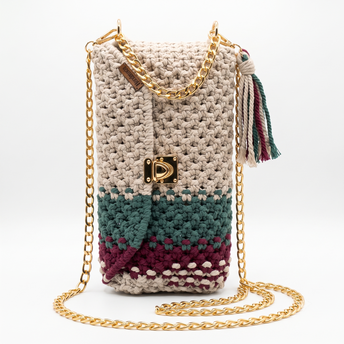 Multicolour Striped Macramé Crossbody