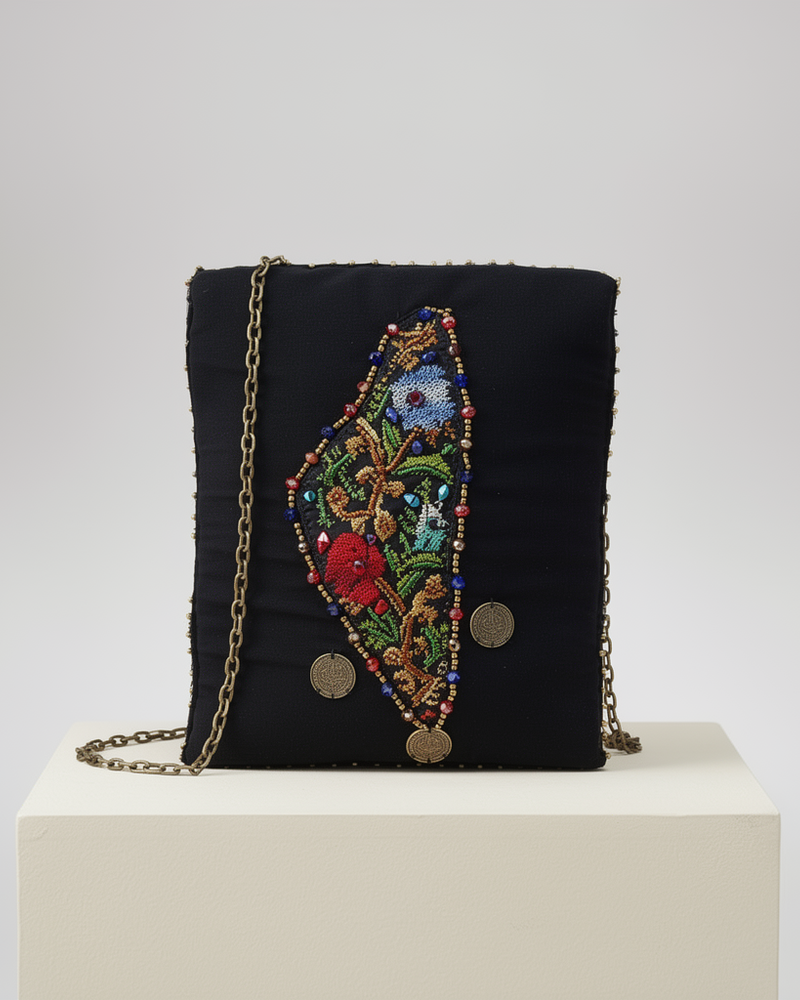Palestine Map Embroidered Crossbody Bag