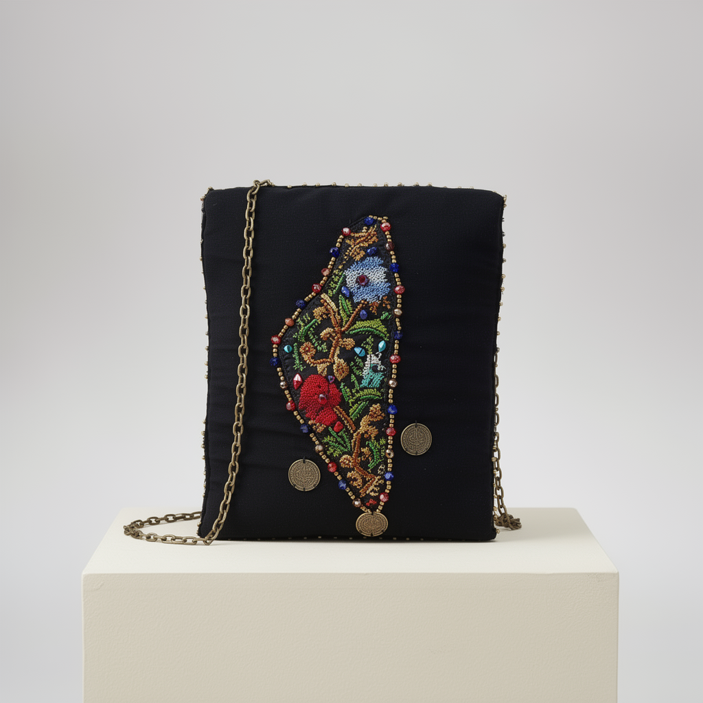 Palestine Map Embroidered Crossbody Bag