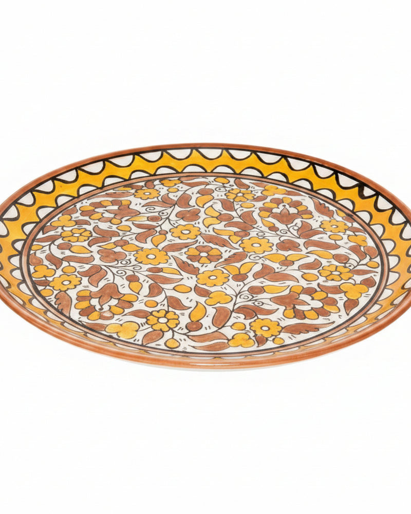 Amber Floral Hand-Painted Hebron Ceramic Serving Plate