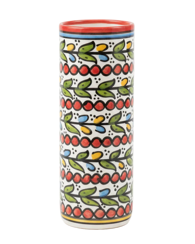 Multicolour Floral-Vine Hand-Painted Hebron Ceramic Vase