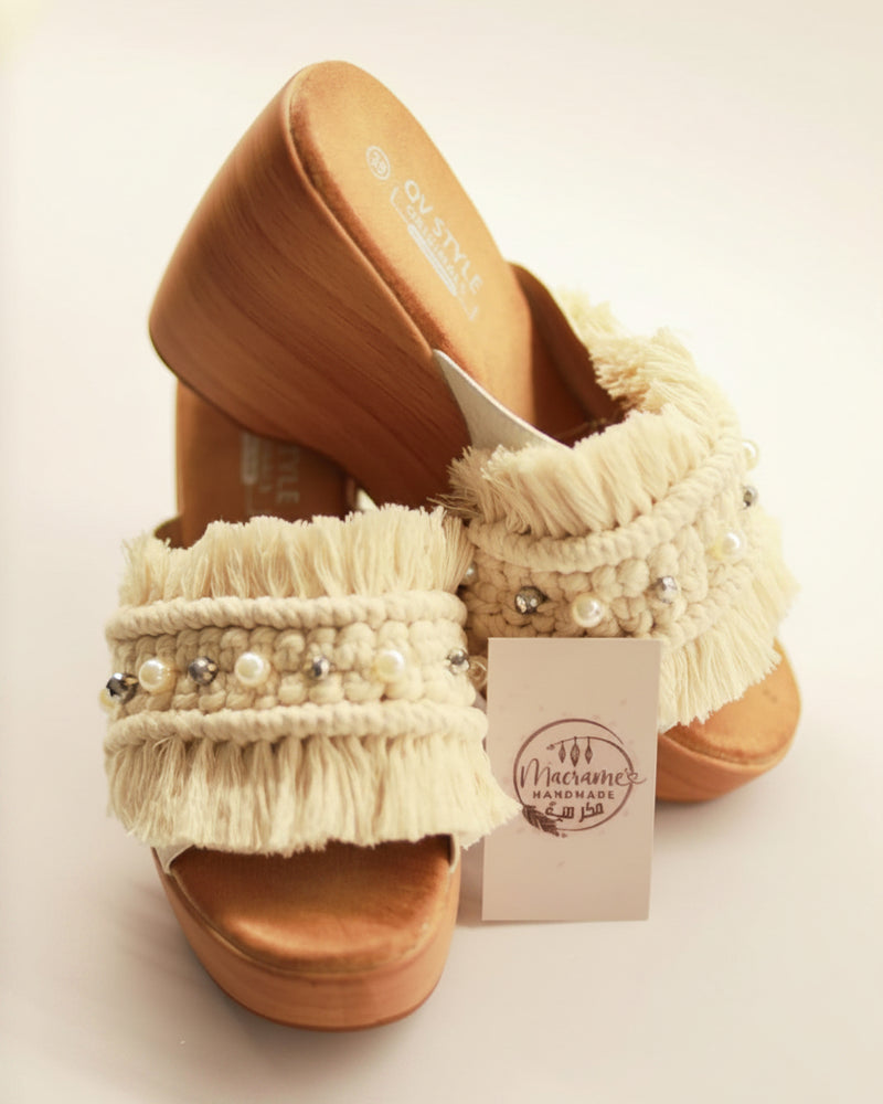 Medical Creme Macrame Sandals