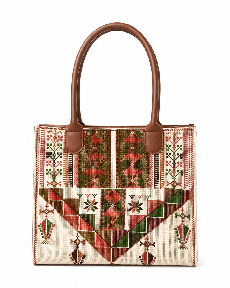 Almond Blossom – Cream & Rose Tatreez Tote