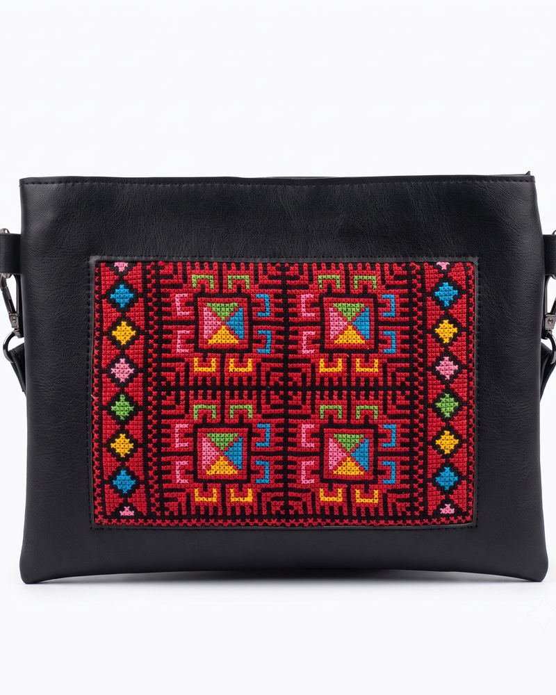 Keepers Path – Black & Red Tatreez Clutch