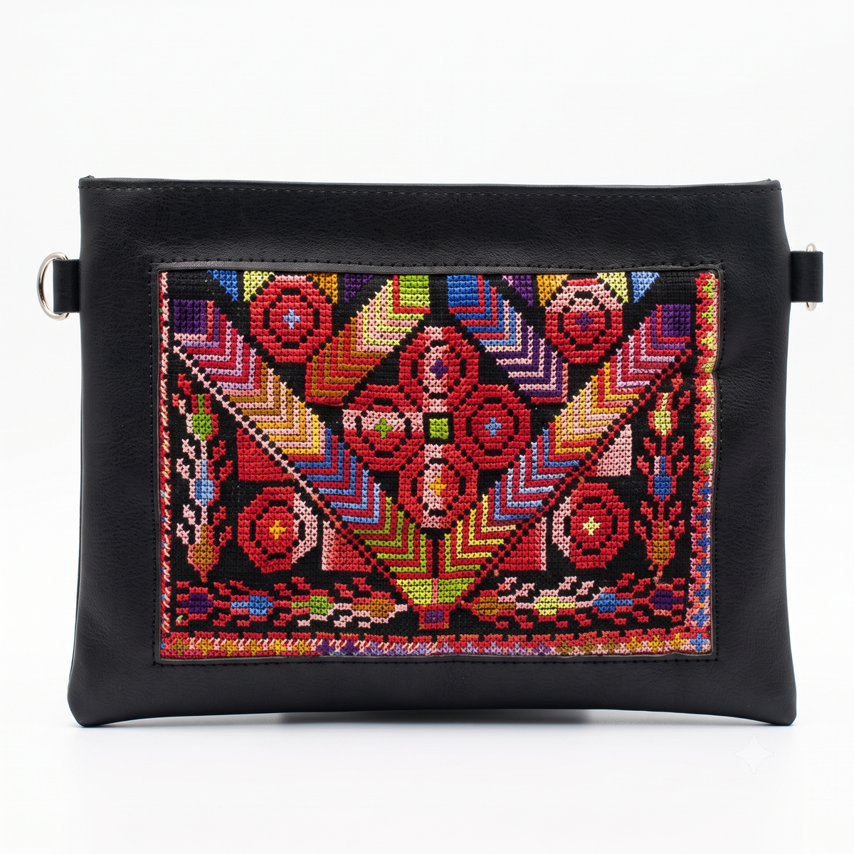 Roses of the Homeland – Black & Red Tatreez Clutch