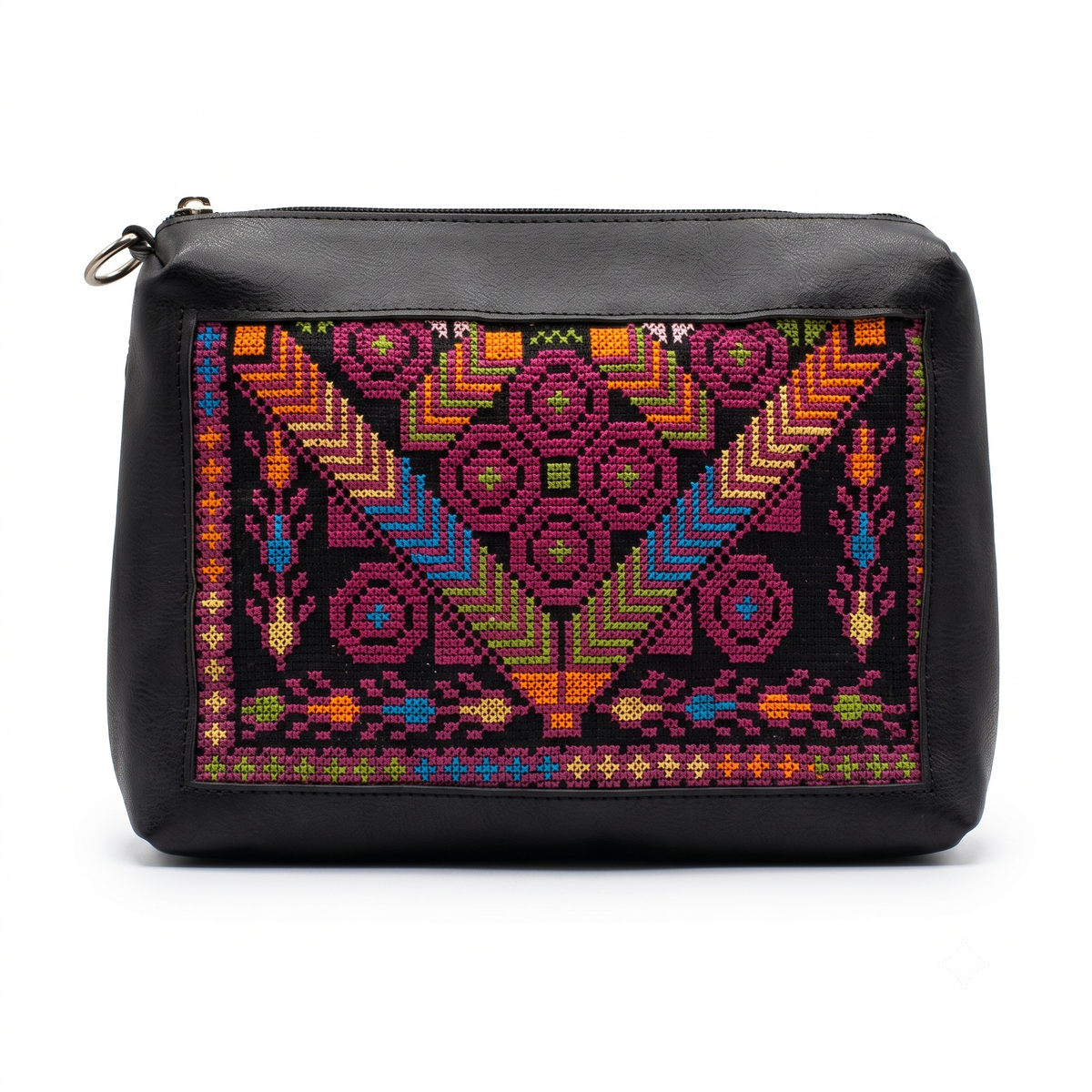 Twilight Orchard – Black & Magenta Tatreez Bag