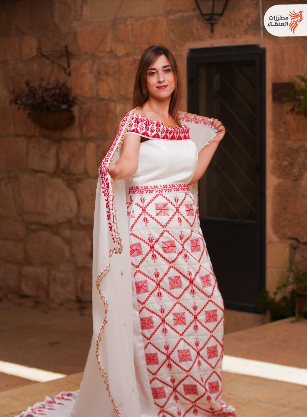 Bride of the Village – White & Red Tatreez Thobe