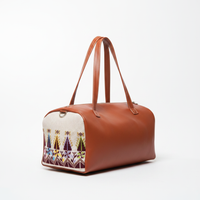 Cypress Road – Tan Leather Tatreez Duffle Bag