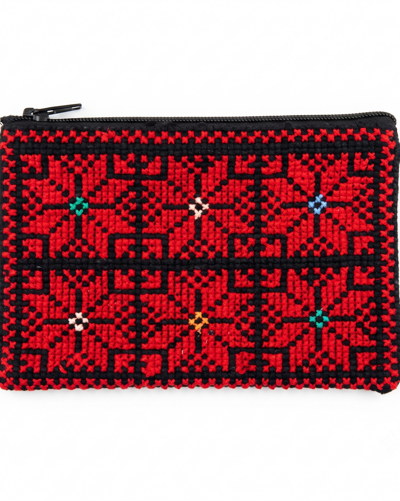 A Small Ember – Red Tatreez Coin Purse