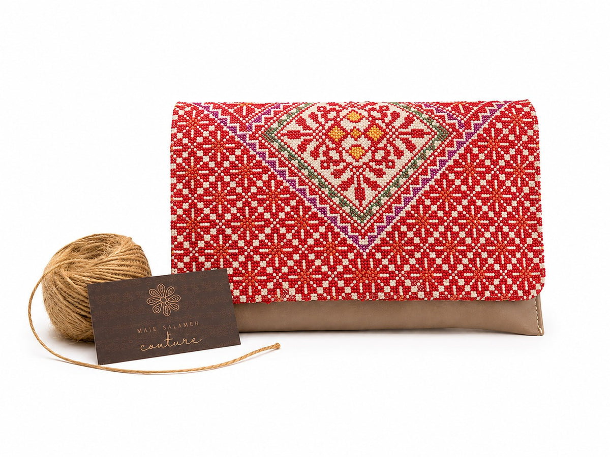 Tatreez Clutch – Red Diamond