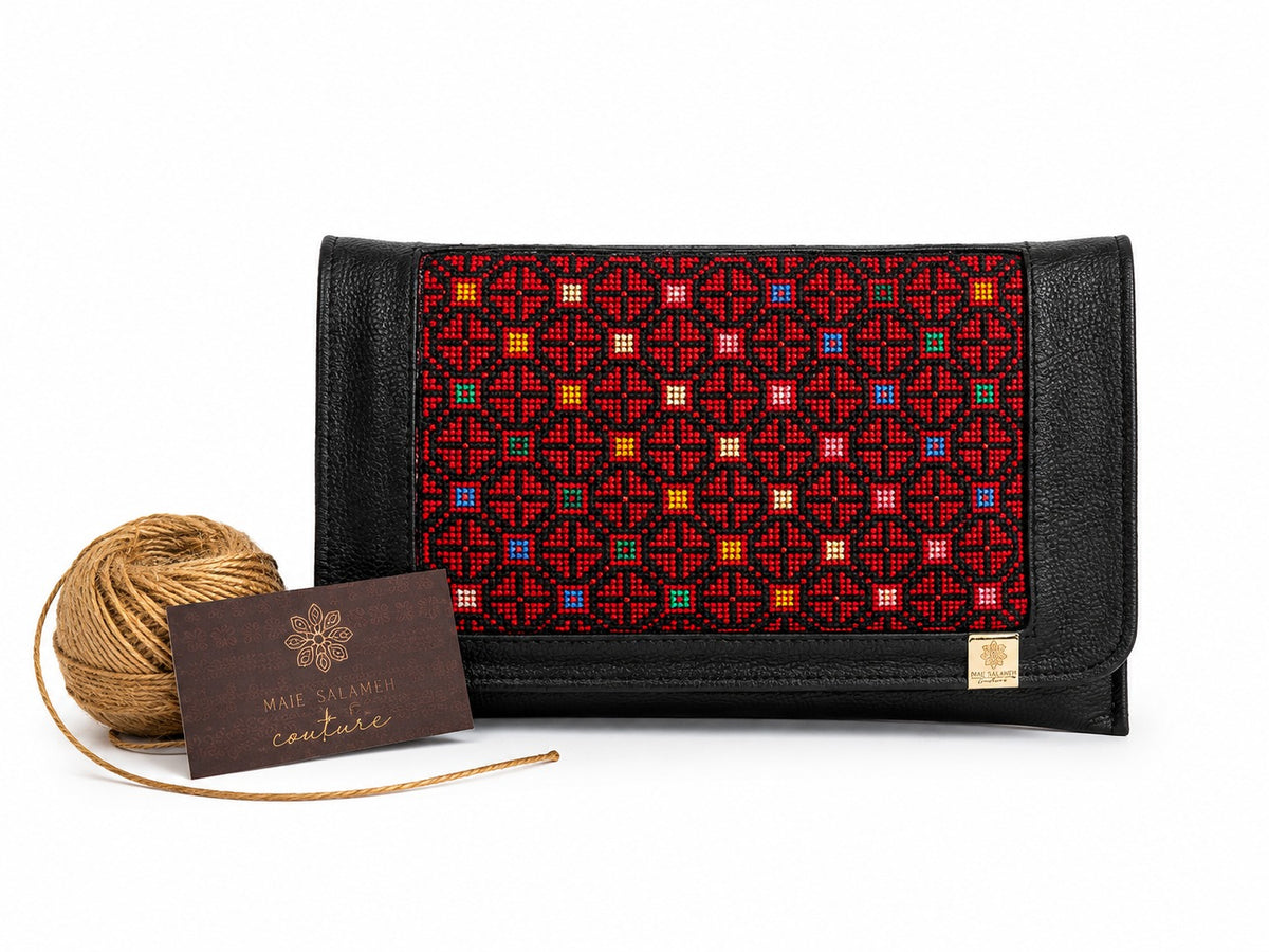 Tatreez Wallet Clutch – Red Geometric