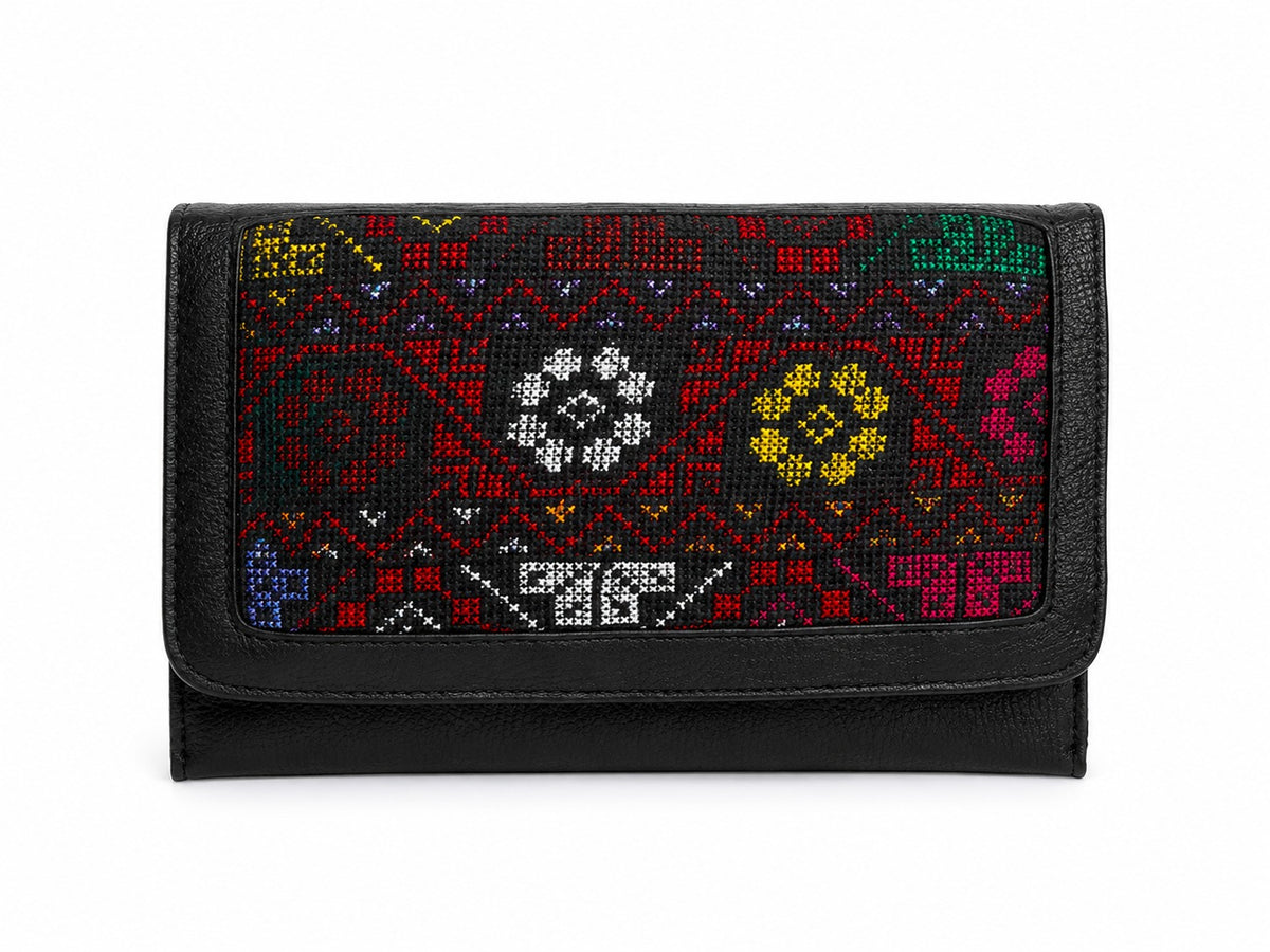 Tatreez Wallet Clutch – Black Multicolor