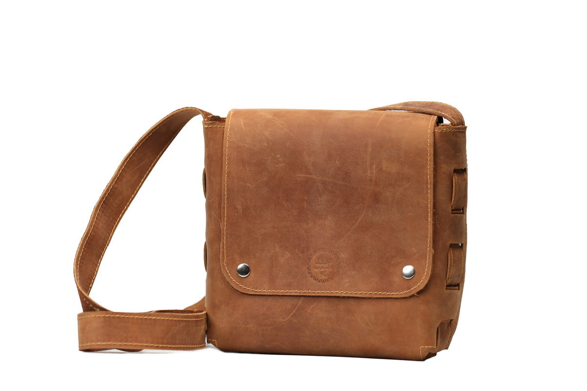 Leather Crossbody Bag - Brown