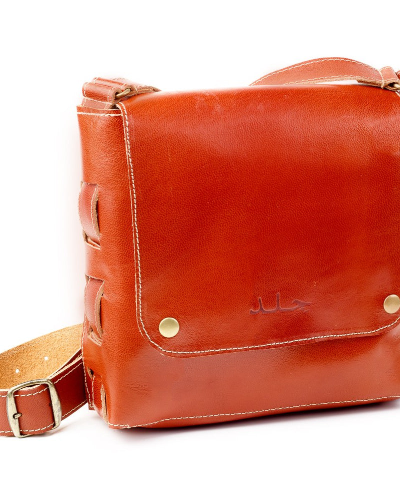 Leather Crossbody Bag - Cognac