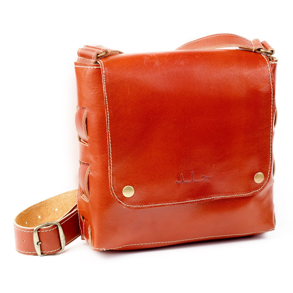 Leather Crossbody Bag - Cognac