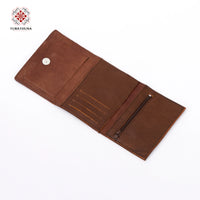 Honey Leather Embroidered Compact Wallet