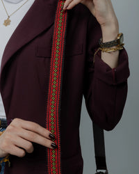 Brown Leather Embroidered Shoulder Bag