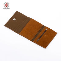 Honey Leather Embroidered Compact Wallet