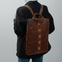 Leather Embroidered Tote Bag