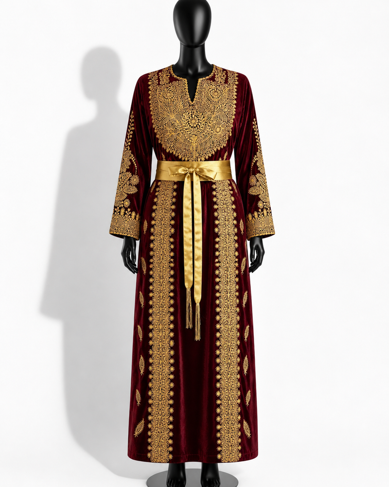 Gold – Burgundy Velvet & Gold Thobe