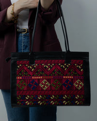Black Leather Embroidered Bag