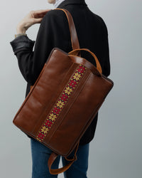 Leather Embroidered Tote Bag