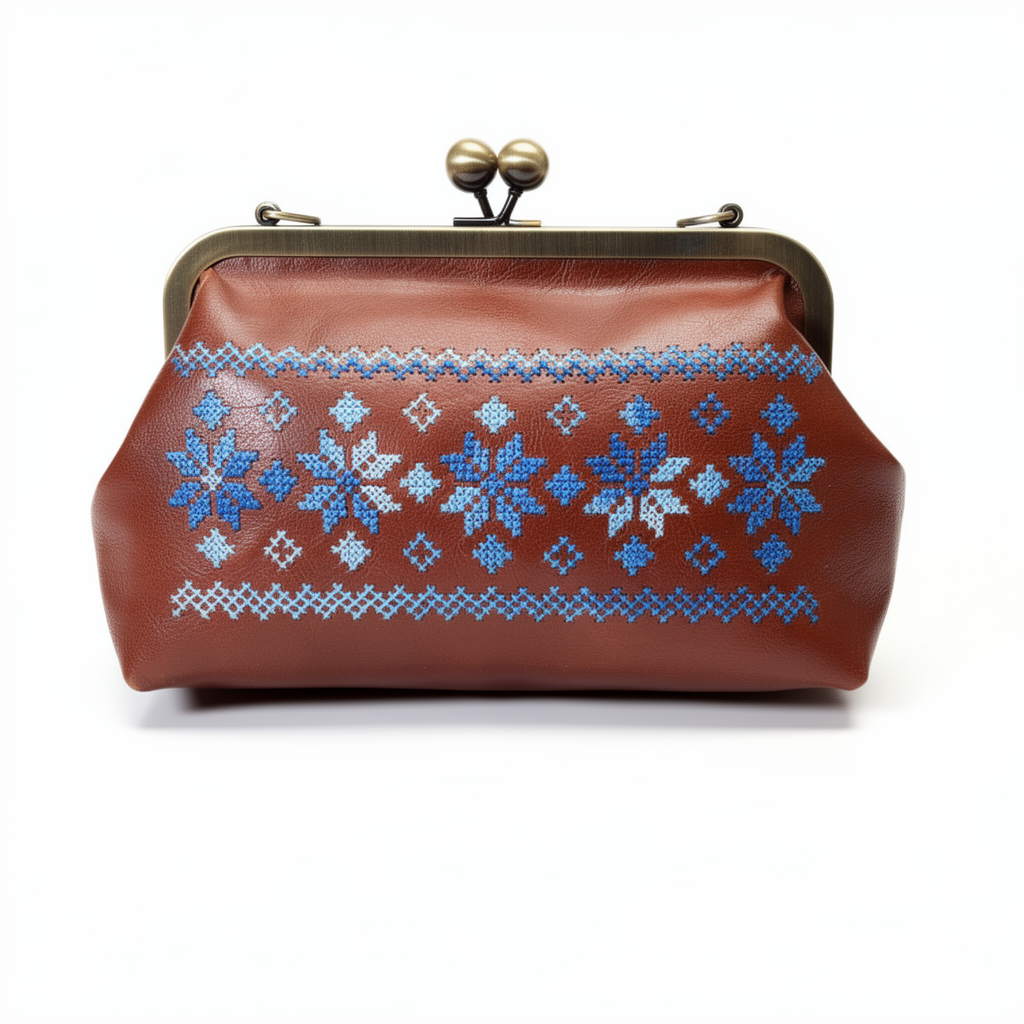 Starlight Tatreez Frame Bag in Cognac